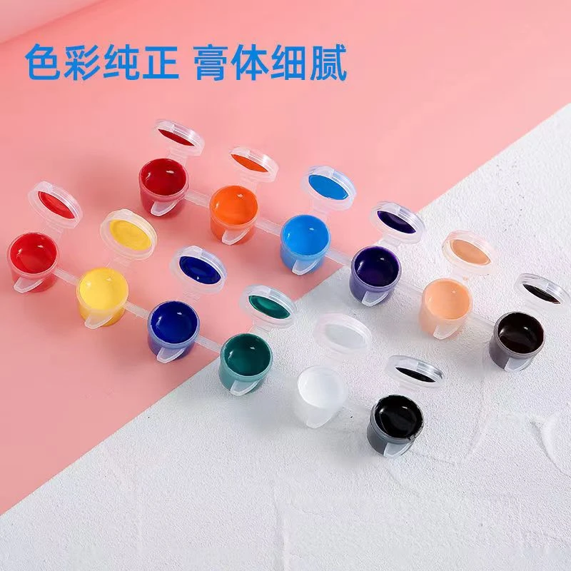 石膏娃娃丙烯颜料12色套装6连体学生美术画画涂色石膏娃娃颜料条