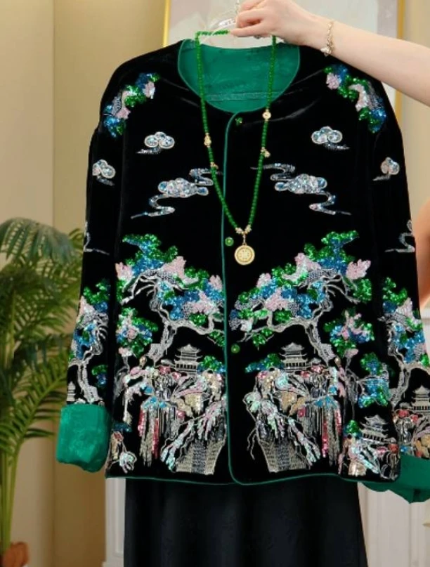 【富春山居】鹿三三SANN新中式老钱风重工刺绣上衣2024B8857小鹿