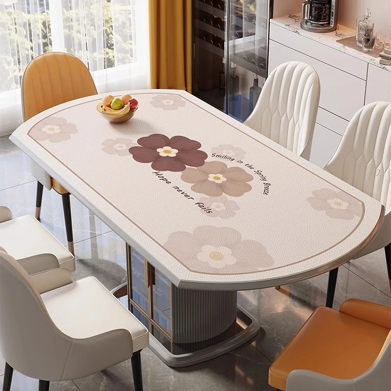 椭圆桌垫轻奢高级感桌布防水防油免洗防烫圆形餐桌面保护茶几垫子
