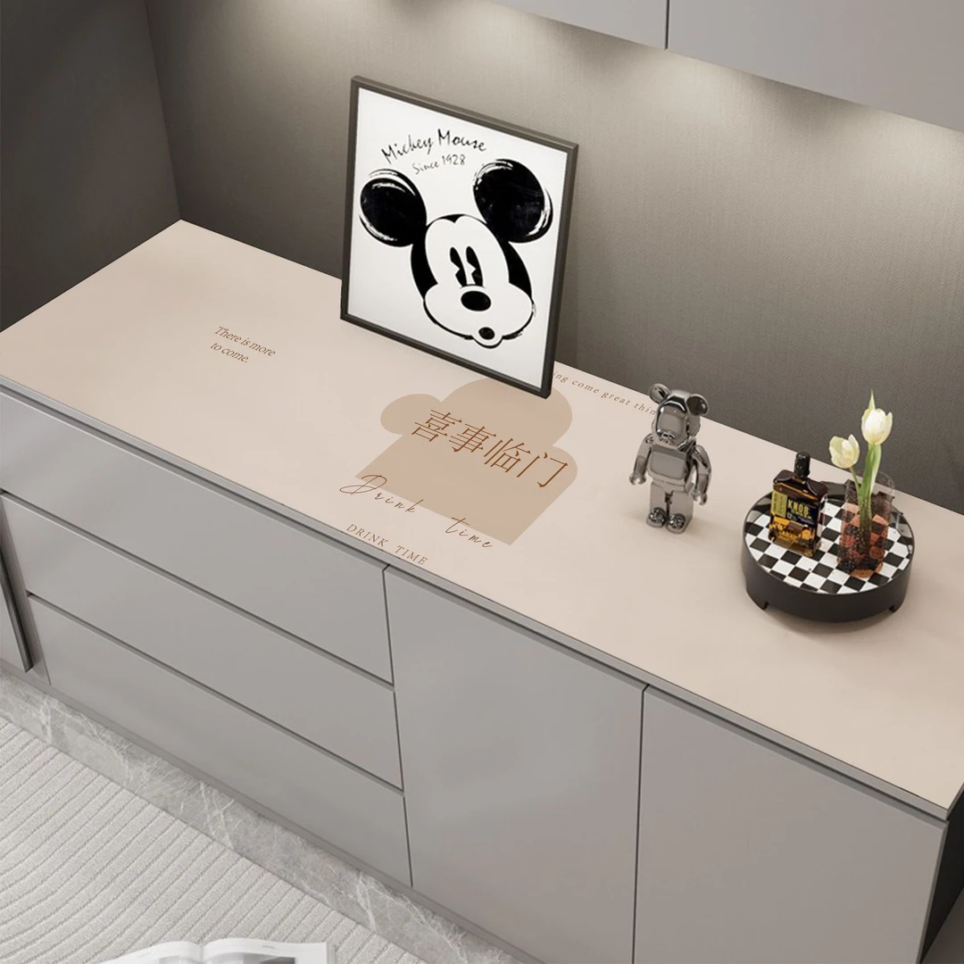 北欧轻奢高级感鞋柜垫皮革桌垫防水防油电视柜桌布边柜垫玄关垫子