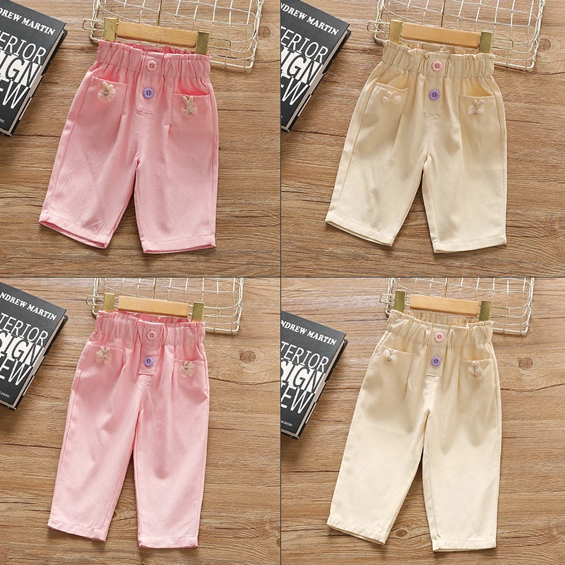 女童裤子2025春季新款婴儿七分裤1-6女宝宝直筒休闲裤小童阔腿裤