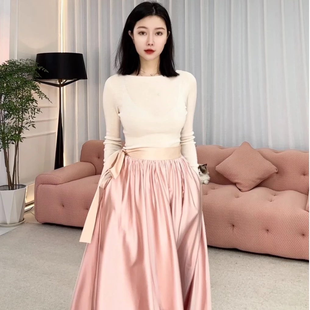 纯色高腰半身裙春夏长款NNSS23002