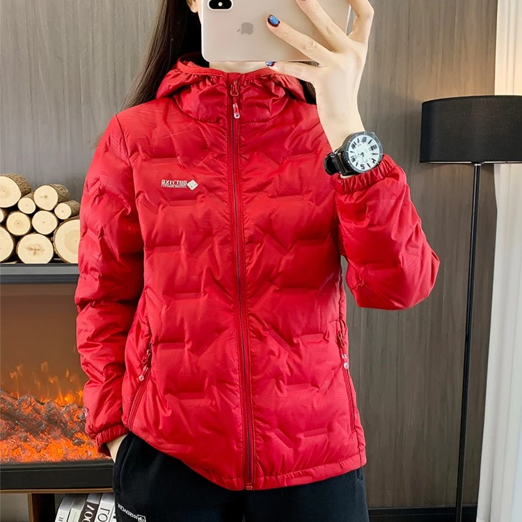 发热面料连帽羽绒服女秋冬新款防风保暖抗寒休闲上衣百搭保暖外套