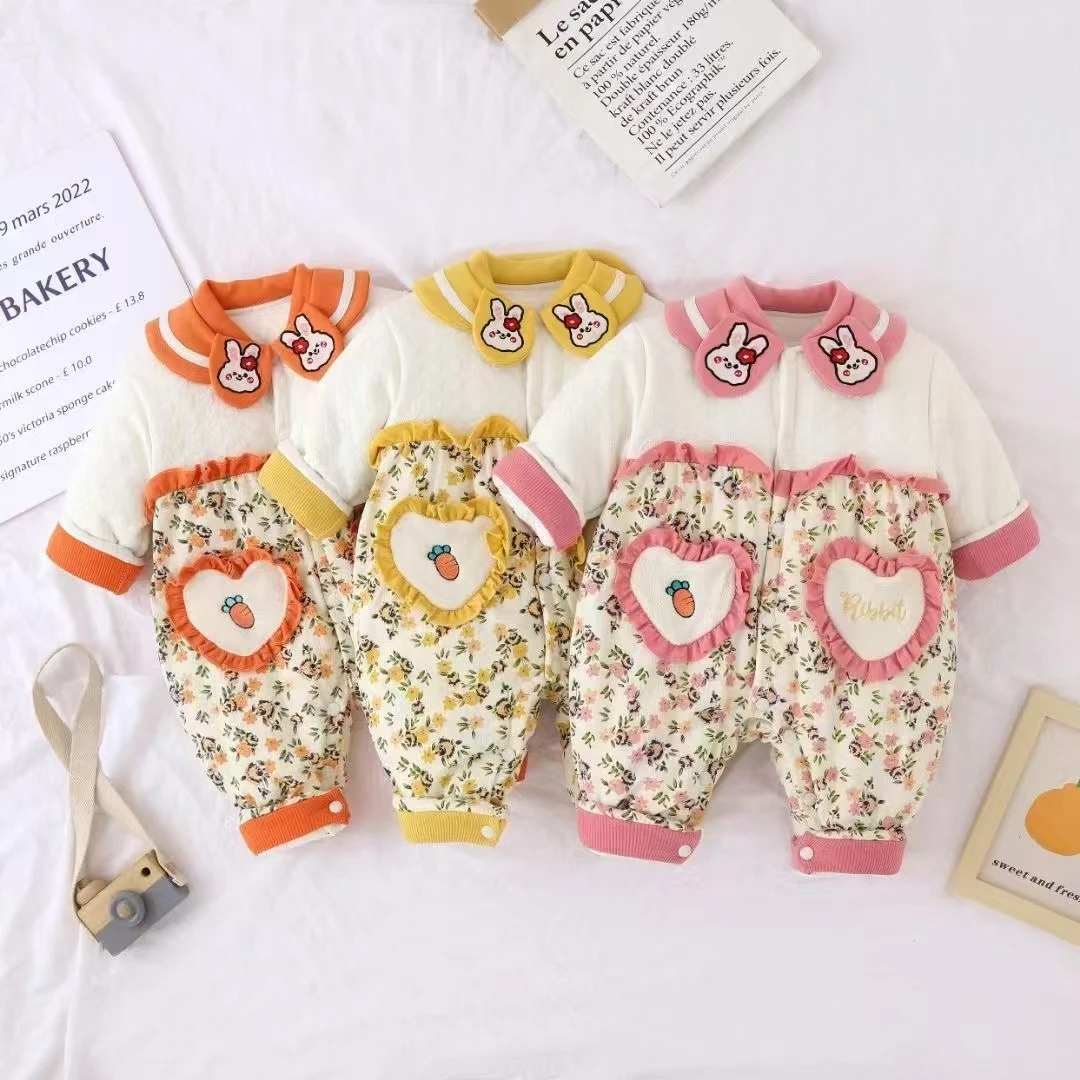 冬季婴幼儿新生儿特厚500克可爱开裆连体男女外出服