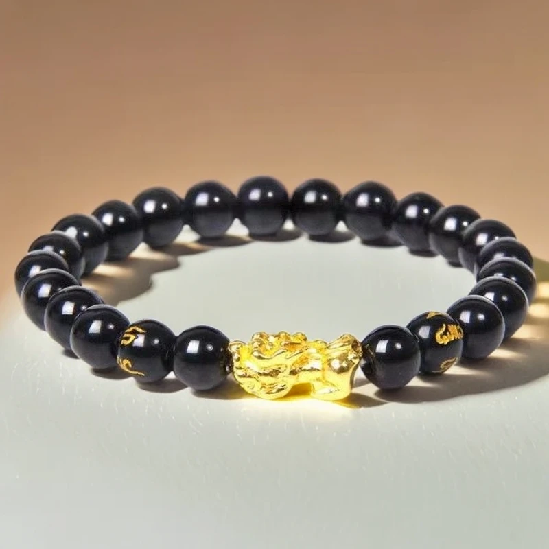 精美黑色珠貔貅手工DIY串珠