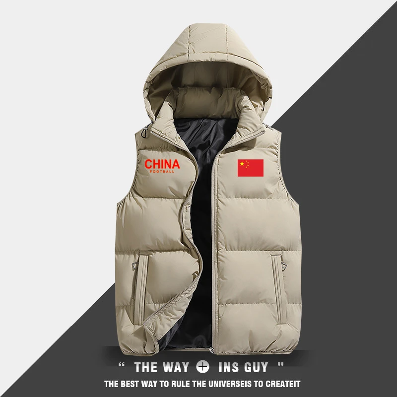 中国国家队运动连帽马甲外套男女情侣款秋冬球迷训练坎肩保暖背心