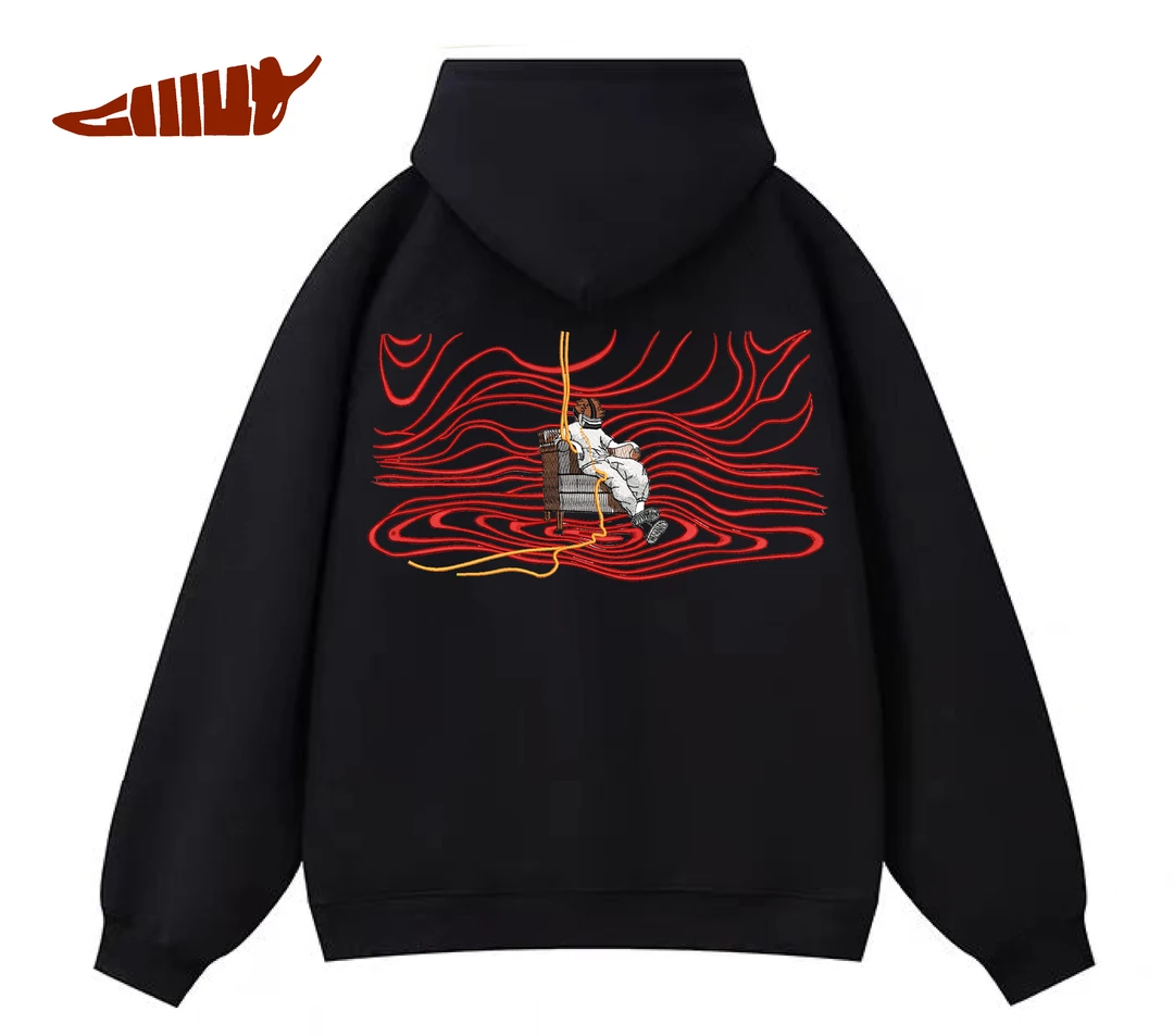 GIIIUT《网络控制者》刺绣连帽卫衣美式冬季保暖潮流宽松情侣款