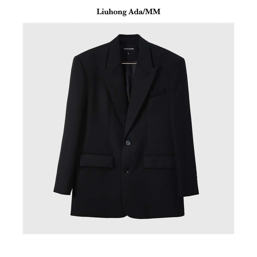 精纺羊毛翻领廓形气质西装