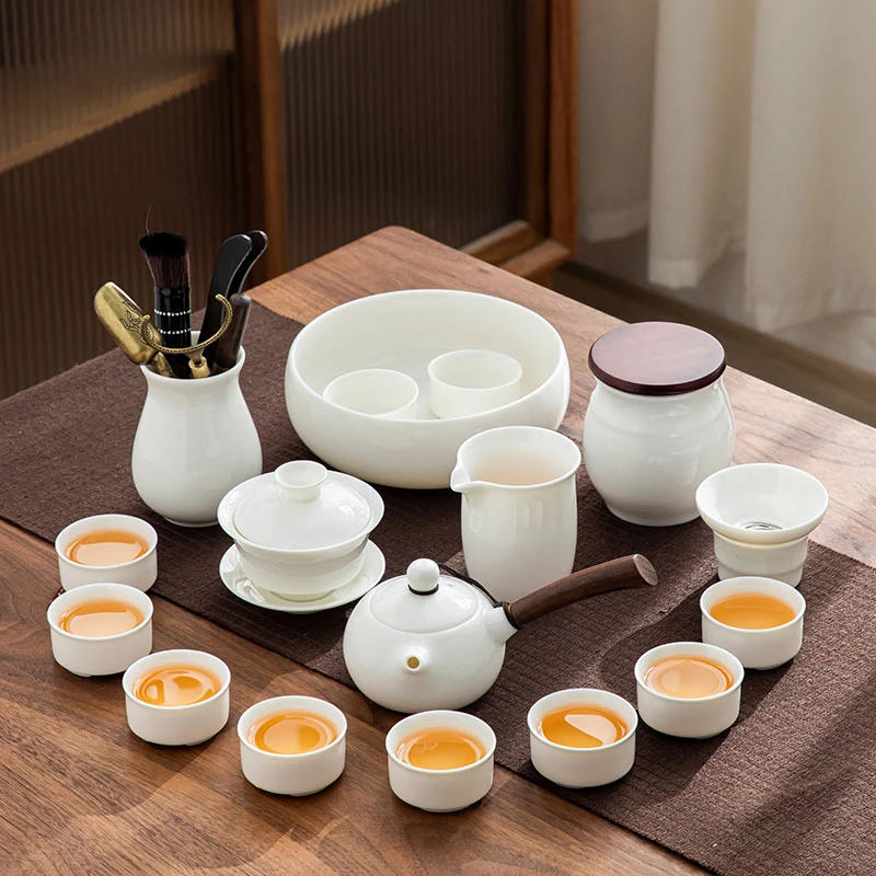 玖仙唐羊脂玉高档功夫茶具套装礼盒装