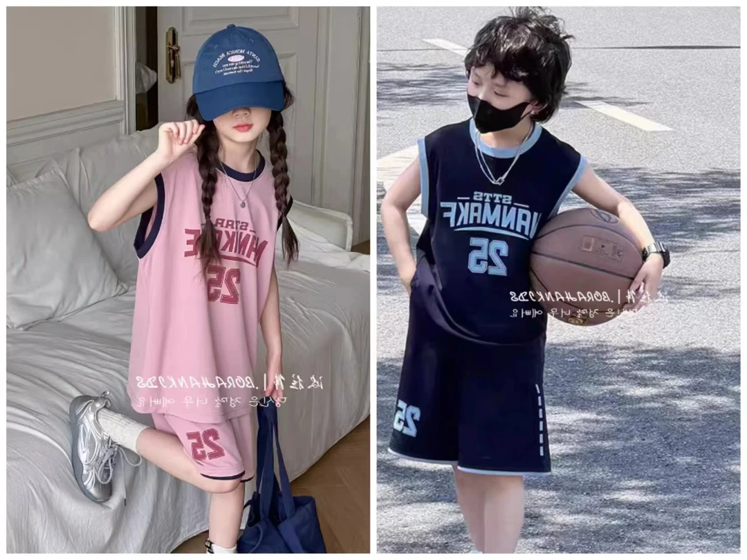 BORAHANKIDS25号运动套装2025夏儿童无袖运动套装男童透气篮球服