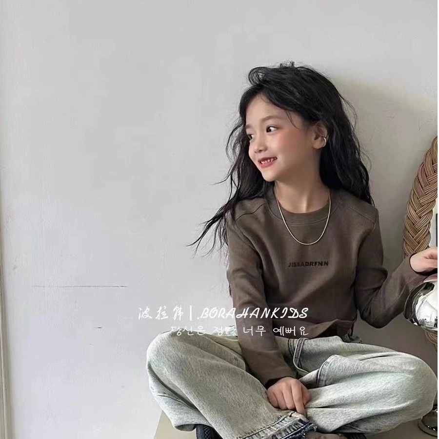 BORAHANKIDS蚂蚁腰修身T.24秋儿童圆领打底衫中大童上衣