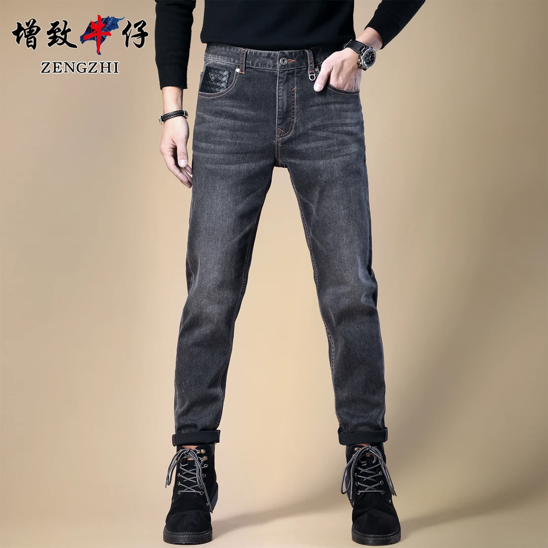 ZENGZHI/增致牛仔黑金系列22LQ342早春黑灰男士百搭高奢直筒裤
