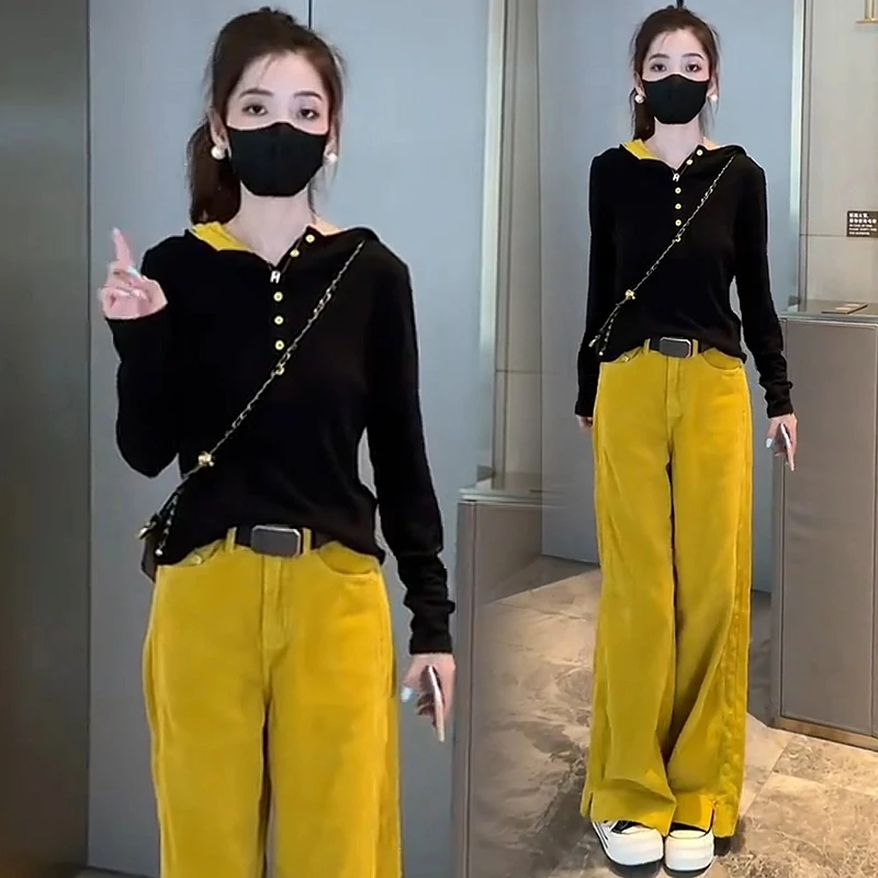 时尚套装女2025春季新款洋气显瘦连帽卫衣阔腿裤休闲减龄两件套潮