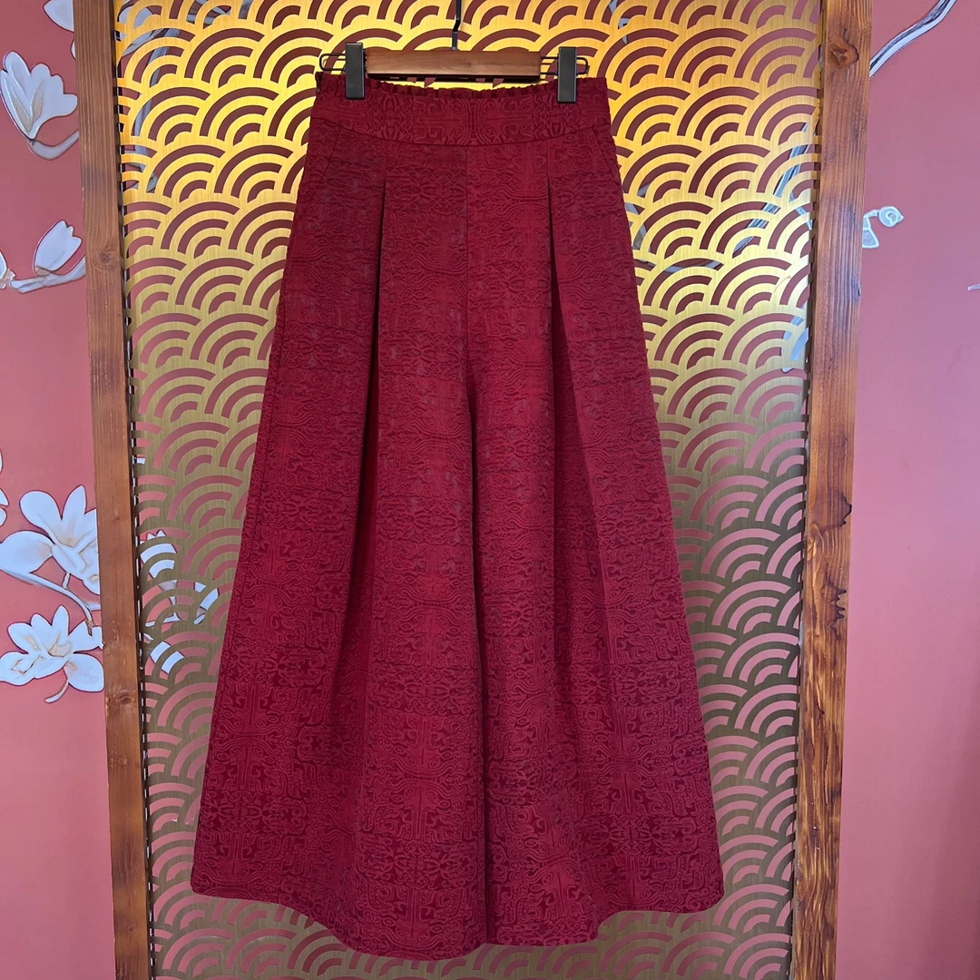 【青木】阔腿长裤显瘦时尚休闲百搭复古中式