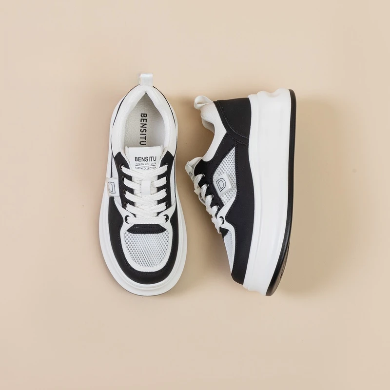 【S】6CM网纱厚底新款小白鞋简约透气夏季舒适休闲鞋运动鞋-3165【9】