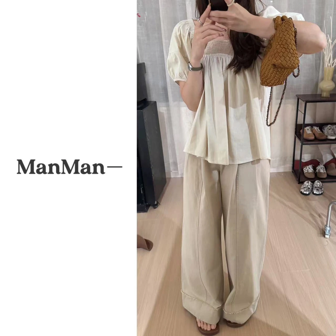 【朴回见】‘日光岛屿’春夏新款韩版ins风小众设计感休闲裤