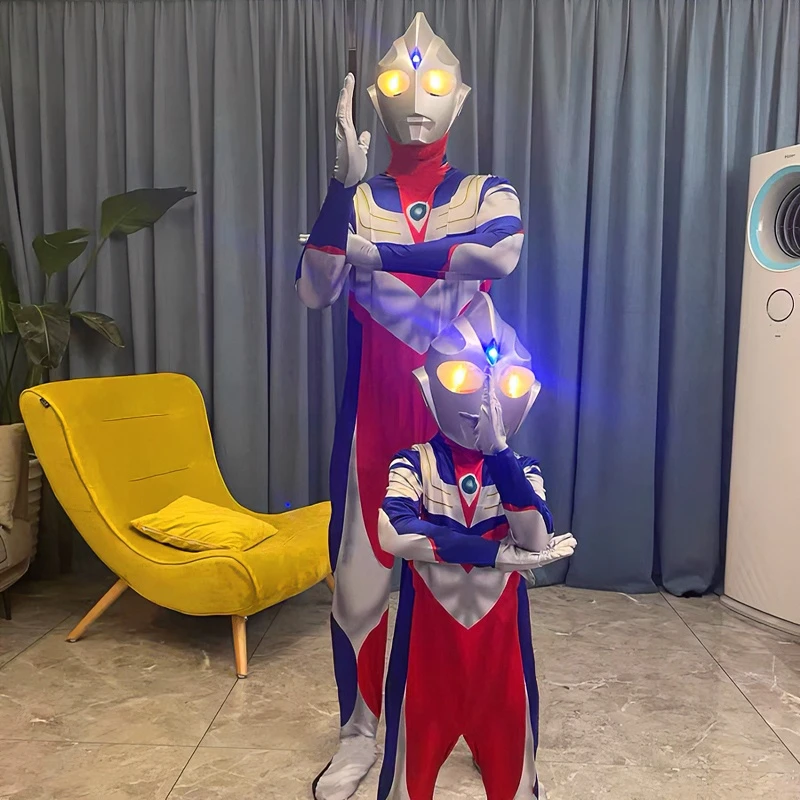 六一儿童节礼物迪迦奥特曼连体战衣演出服成人发光头盔男童生日女