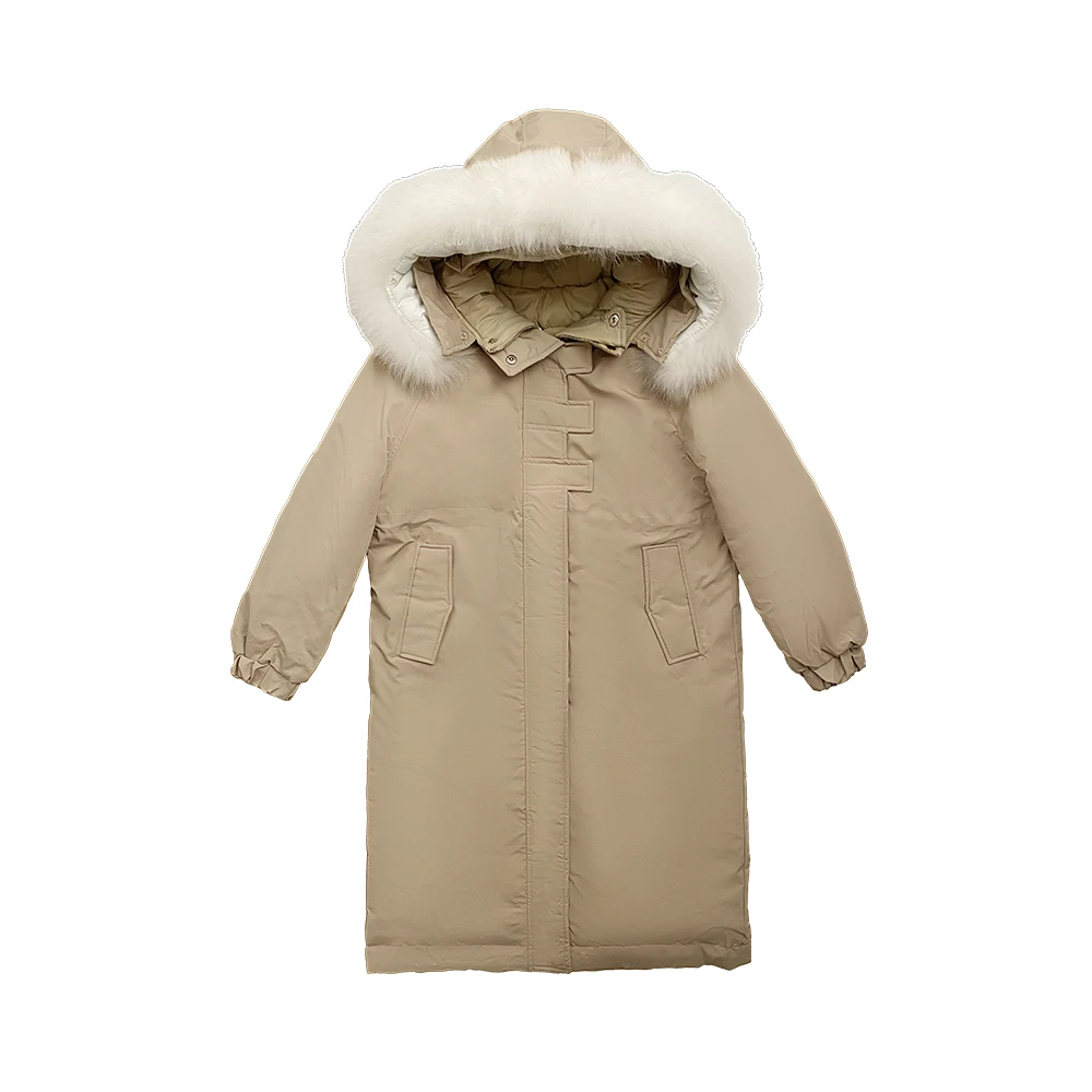 【影姐宠粉】双面穿狐狸毛领保暖拉链秋冬长款女装羽绒服冬季1122