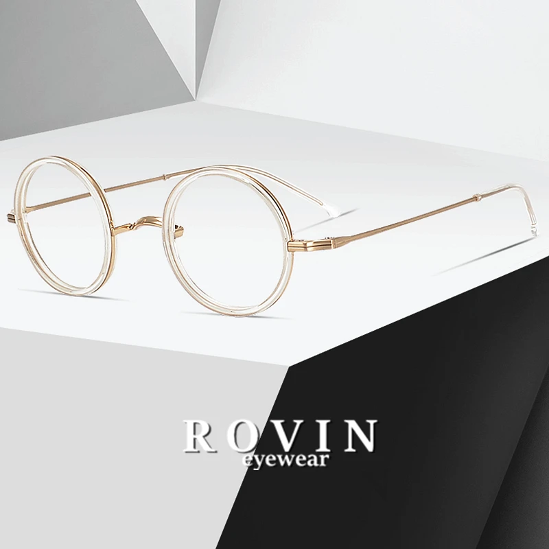 虚实生白！仅8克一山鼻托圆框纯钛复古近视男女眼镜框手工圆形日系