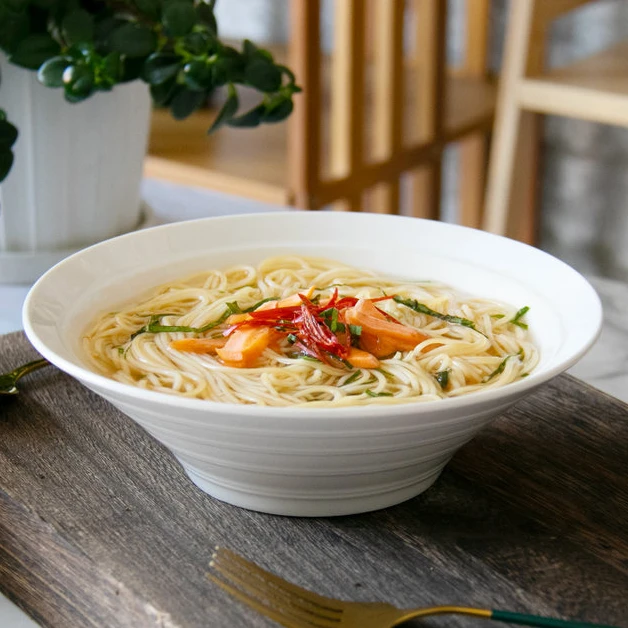 【省钱风餐具】日式家用ins横纹早餐碗喇叭碗汤面碗简约陶瓷高颜值