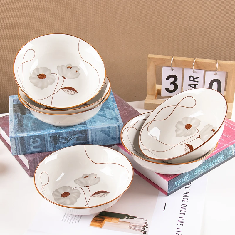 6个装7英寸面碗家用陶瓷碗汤碗网红风格碗面碗岁月静好风格面碗