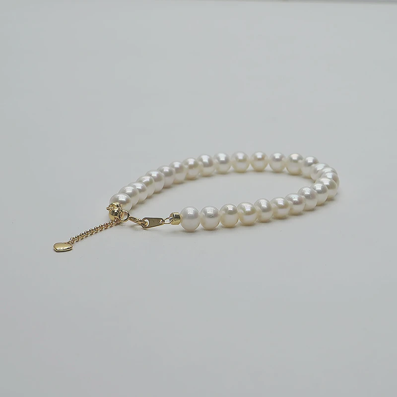 淡水珍珠手链无核5-6mm冷白光滑皮