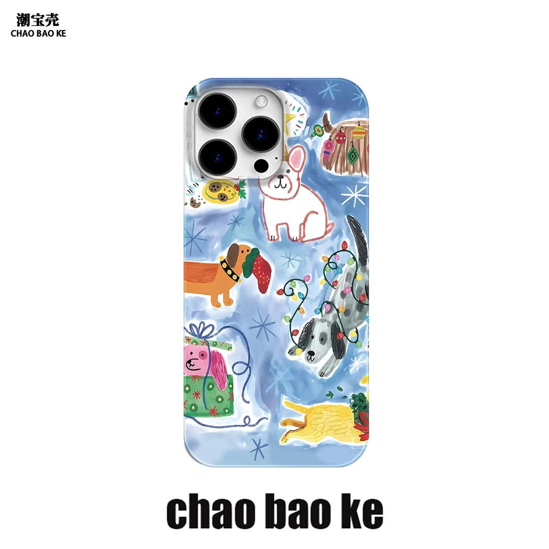 玩耍涂鸦小狗适用苹果16promax手机壳iphone15/14/13小众12个性11