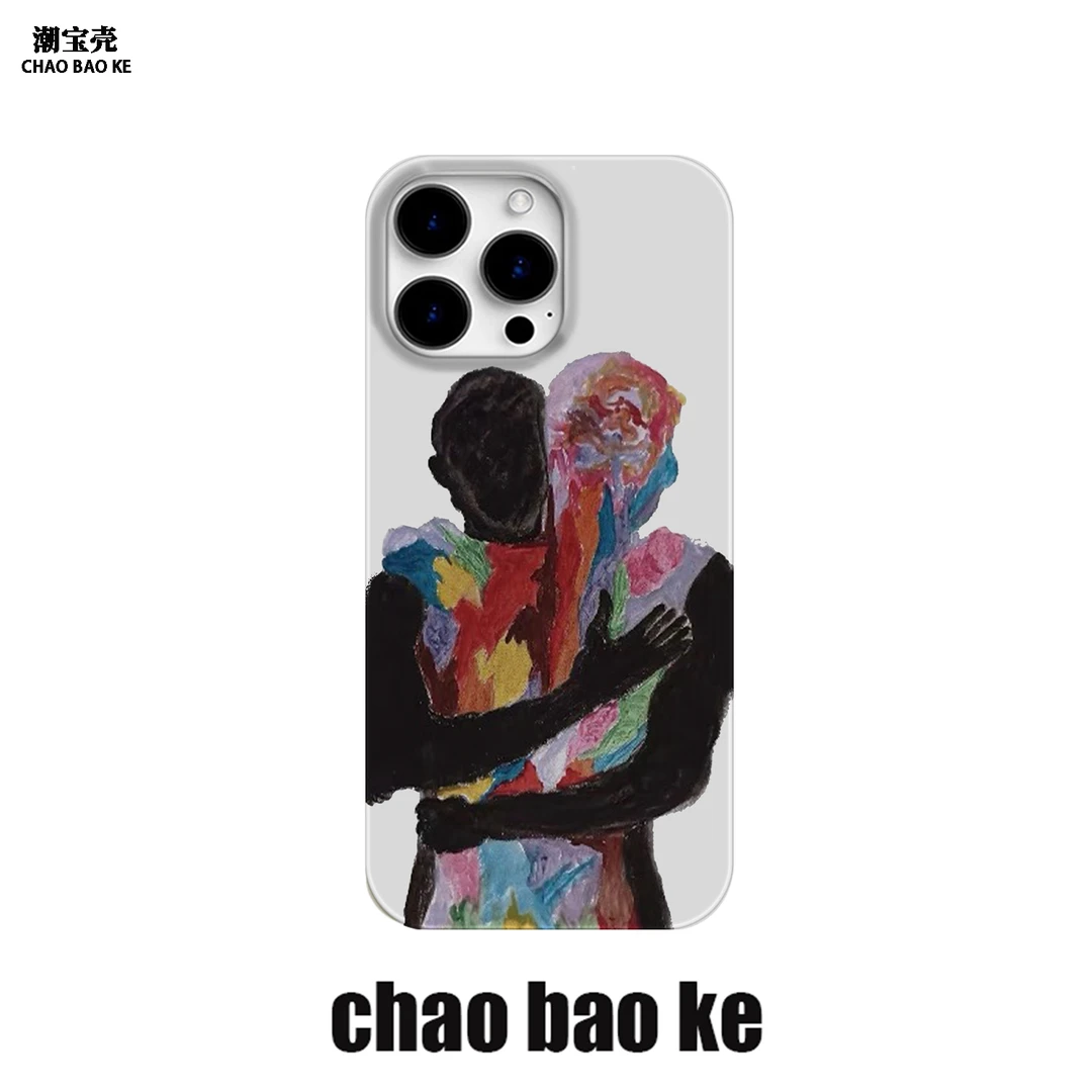 油画拥抱适用于苹果16promax手机壳iphone15pro个性14/13/12p小众