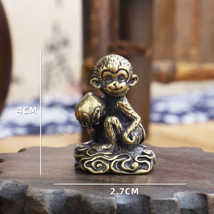 纯黄铜实心小狗旺旺富贵铜器小狼狗土狗铜雕茶玩茶宠桌面个性摆件