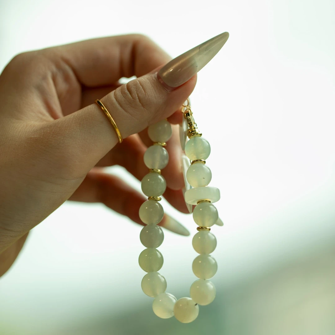 【杳霭流玉手链】岫玉女士素圈单圈玉手串双圈多圈女款素圈老型手工