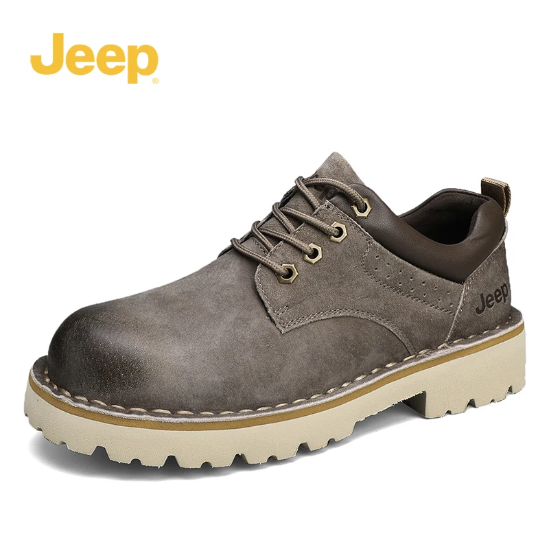 Jeep吉普男鞋官方正品户外低帮工装靴百搭耐磨增高男士英伦马丁靴