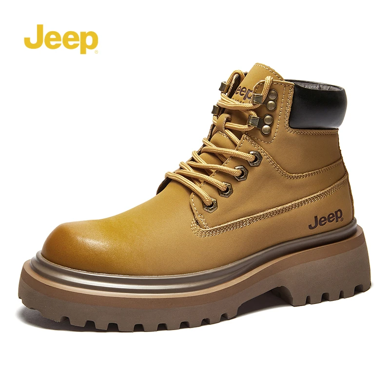 Jeep吉普男鞋官方正品潮流大黄靴户外秋冬百搭马丁靴高帮工装靴子
