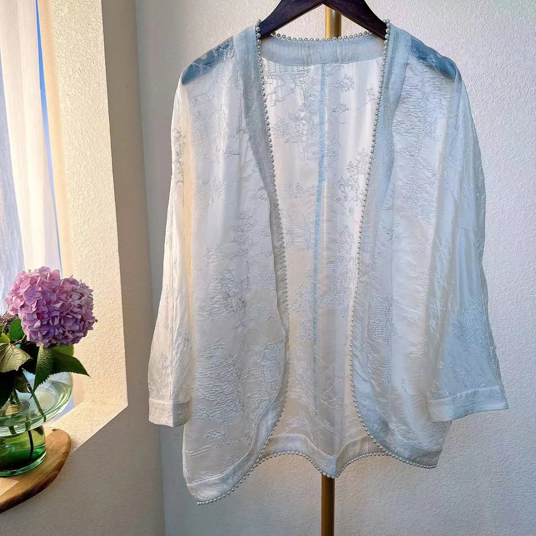 清和自在【亭书】新中式百搭重工短外披