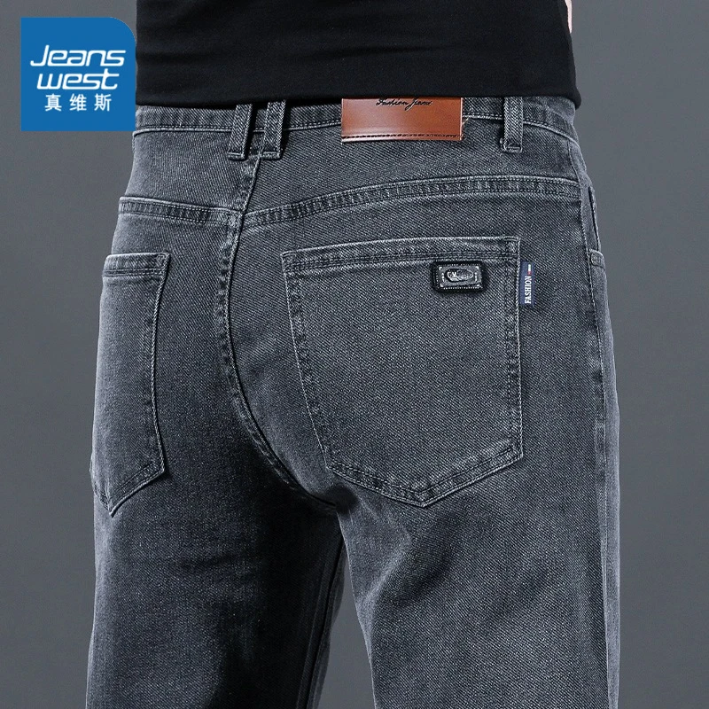 真维斯秋冬款男士牛仔裤加绒加厚2023新款潮牌修身直筒冬季休闲裤