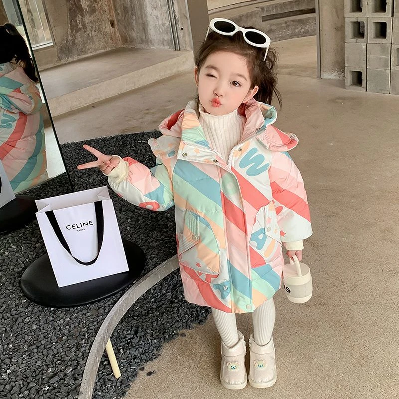 波司澄女童羽绒服冬装2023新款洋气中长款韩版加厚冬季儿童羽绒衣