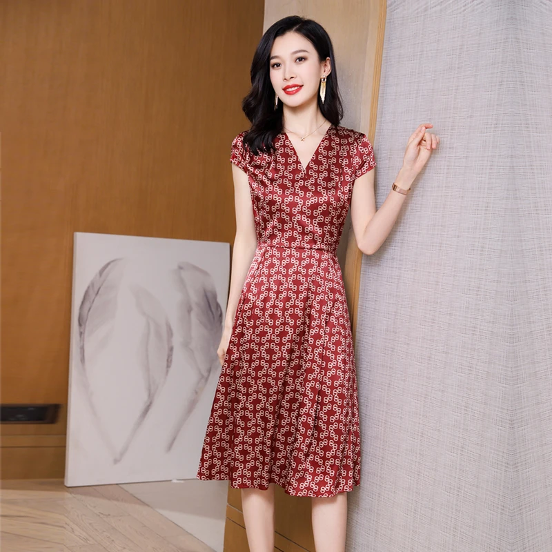 柏菲妮女装2024年新款夏季爆款杭州丝绸真丝桑蚕丝连衣裙时尚气质