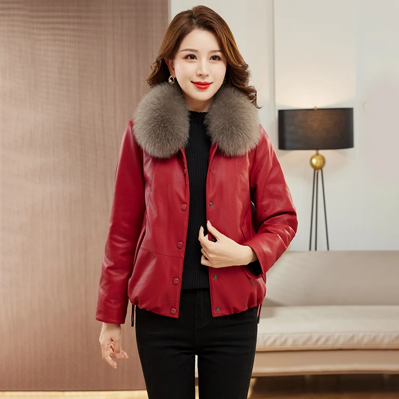 柏菲妮2023年新款秋冬短款爆款狐狸毛领皮衣羽绒服时尚休闲女装潮