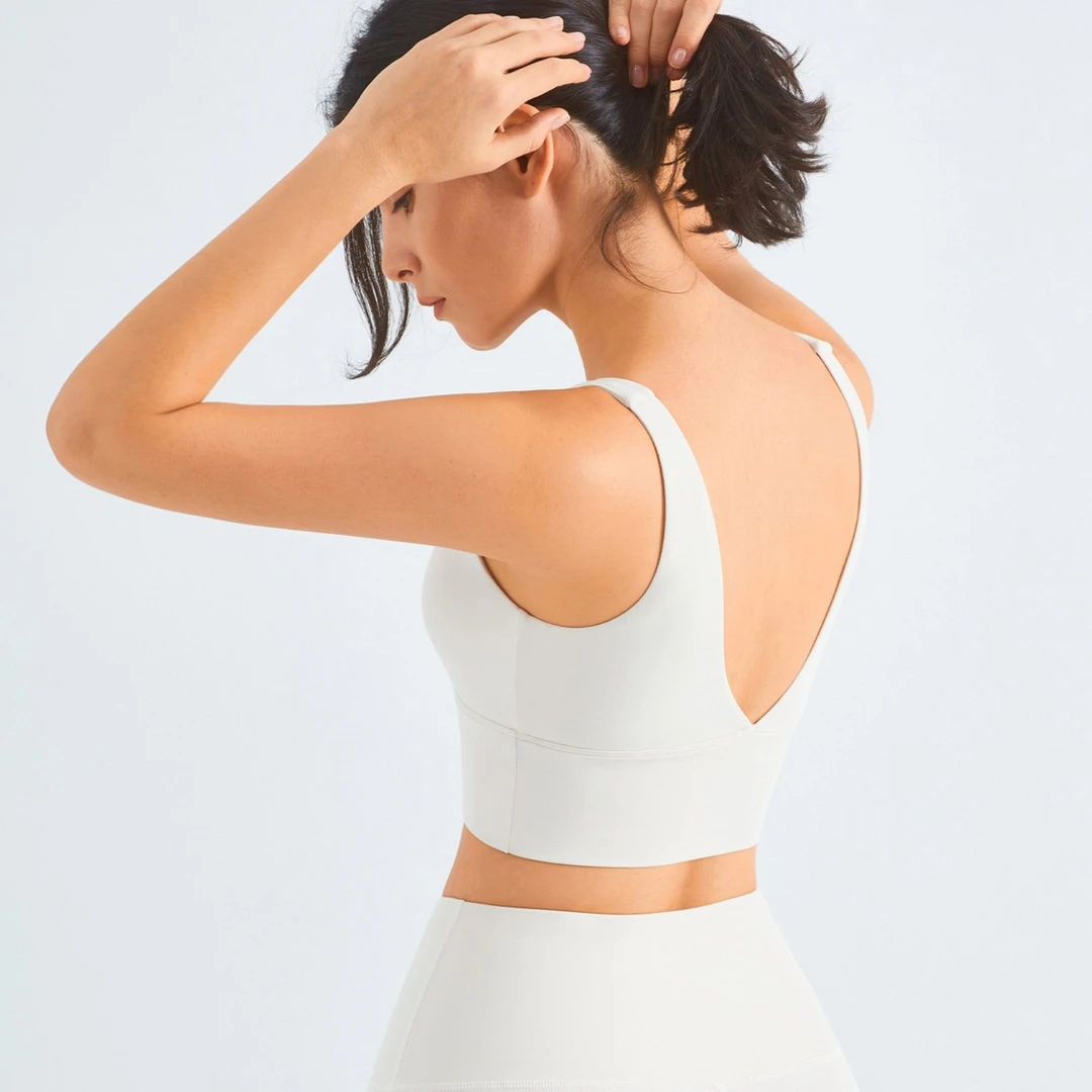 撸铁女侠2022莱卡 深V美背健身内衣高领运动高腰提臀瑜伽服