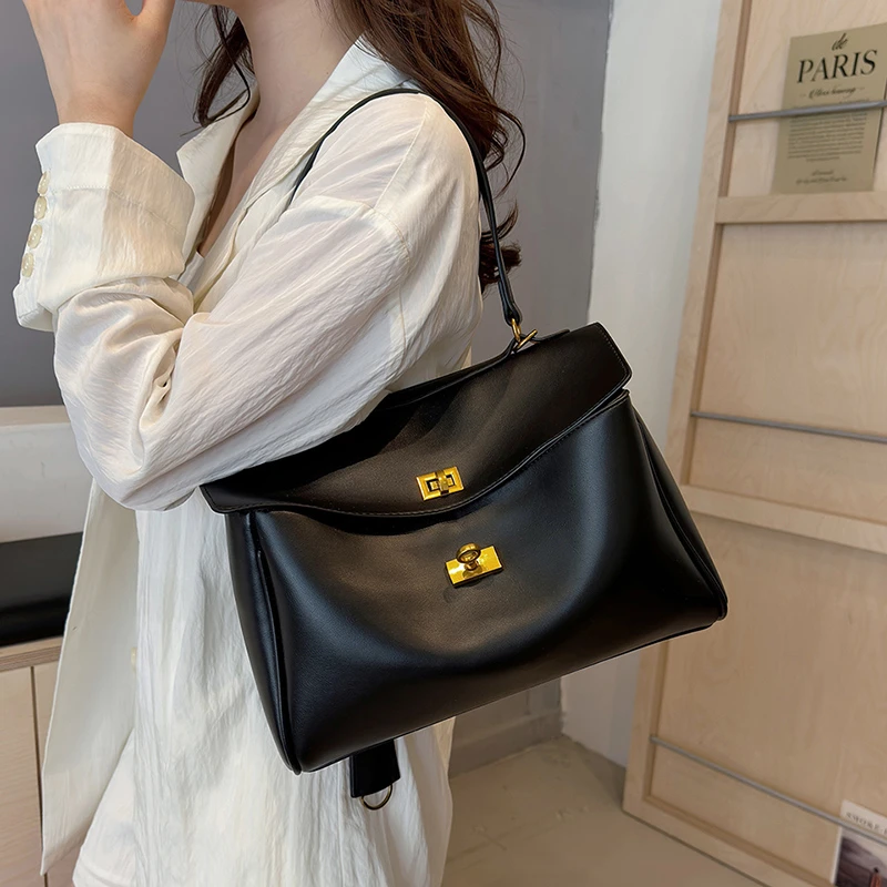 端雪定制时尚秋冬爆款2329大容量包包简约纯色气质小众单肩斜挎包