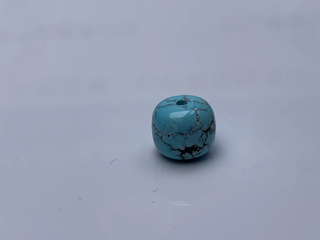 天然原矿绿松石高瓷蓝水草纹网花老型散珠配珠腰珠顶珠套装单圈