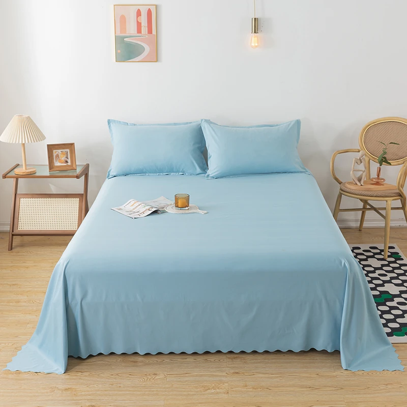 轻奢纯色床单蓝色亲肤家用双人床磨毛学生宿舍美容院单人床小清新