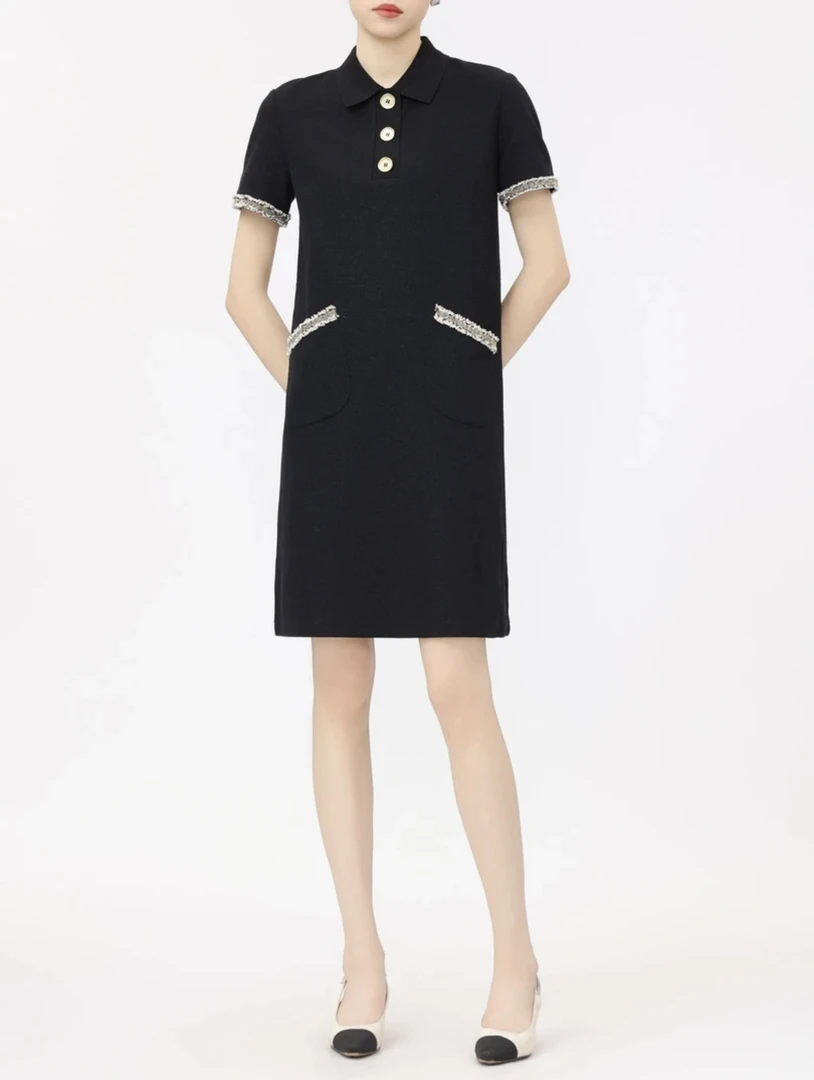 哥弟/GIRDEAR小香风经典优雅高级POLO领气质显瘦连衣裙1500297