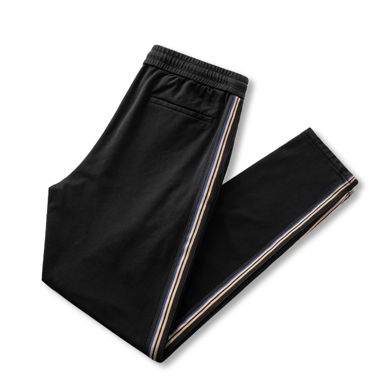 春秋男轻奢卫裤直筒修身休闲裤运动微弹黑色百搭潮流