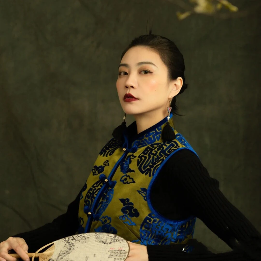 复古中国风桑蚕丝漳绒马甲背心