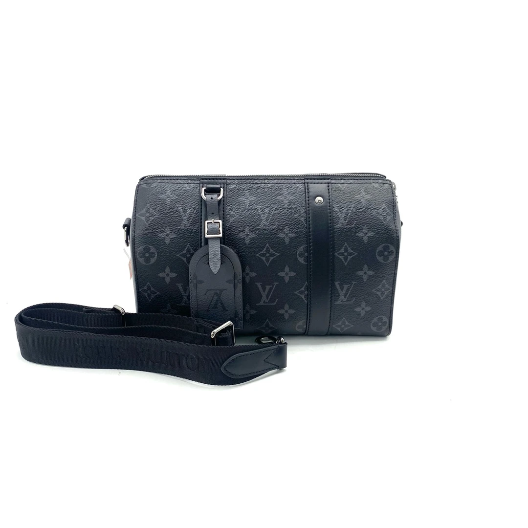 95新 LouisVuitton/路易威登 98新黑老花keepall斜挎包 尺寸27/17