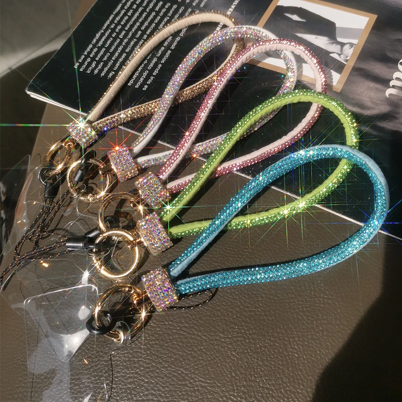 手机挂绳水钻挂链女款高端奢华满钻头挂饰结实耐用时尚吊绳链条