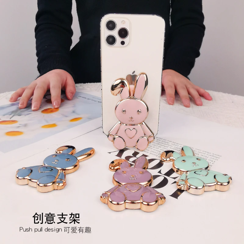 手机扣支架隐形折叠推拉桌面追剧创意本命年卡通可爱小兔支撑架