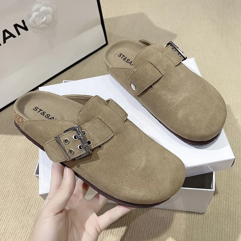 星期六24雅丹风平底百搭复古防滑软底网红平底包头爆款女鞋勃肯鞋