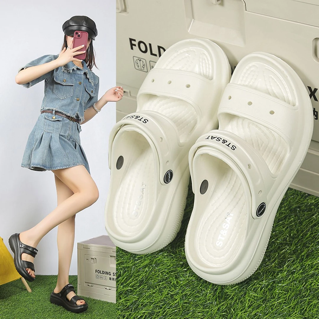 星期六简约休闲洞洞凉鞋女24年夏季新款爆款海边沙滩鞋厚底凉拖鞋