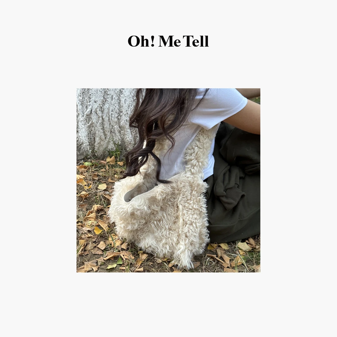 Oh！Me Tell【蜜桃定制托斯卡纳毛毛包】时尚百搭大容量斜跨单肩包女